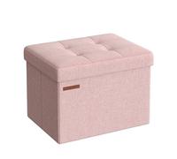 SONGMICS Puff Almacenaje, Baúl de Almacenaje Plegable, 31 x 41 cm, Taburete Reposapiés, Banco con Almacenamiento, Soporta hasta 130 kg, para Sala de Estar, Dormitotio, Rosa Jalea LSF102R01