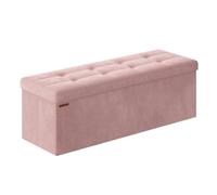 SONGMICS Puff Almacenaje, Baúl de Almacenaje Plegable, 38 x 110 x 38 cm, Taburete Reposapiés, Banco de Cubo, Soporta hasta 300 kg, para Sala de Estar, Dormitorio, Entrada, Rosa Jalea LSF277R01