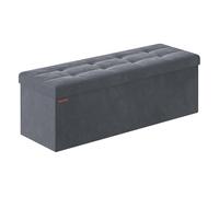 SONGMICS Puff Almacenaje, Baúl de Almacenaje Plegable, 38 x 110 x 38 cm, Taburete Reposapiés, Banco de Cubo, Soporta hasta 300 kg, para Sala de Estar, Dormitorio, Entrada, Gris Pizarra LSF277G01