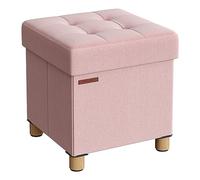 SONGMICS Puff Almacenaje, Baúl de Almacenaje Plegable, 38 x 38 cm, Taburete Reposapiés, Banco con Almacenamiento, Soporta hasta 300 kg, para Sala de Estar, Dormitotio, Rosa Jalea LSF014P11