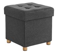 SONGMICS Puff Almacenaje, Baúl de Almacenaje Plegable, 38 x 38 cm, Taburete Reposapiés, Banco con Almacenamiento, Soporta hasta 300 kg, para Sala de Estar, Dormitotio, Gris Pizarra LSF14GYZ
