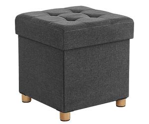 SONGMICS Puff Almacenaje, Baúl de Almacenaje Plegable, 38 x 38 cm, Taburete Reposapiés, Banco con Almacenamiento, Soporta hasta 300 kg, para Sala de Estar, Dormitotio, Gris Pizarra LSF14GYZ