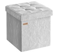 SONGMICS Puff Almacenaje, Baúl de Almacenaje Plegable, 38 x 38 x 38 cm | Banco Almacenaje, Banco de Cubo, Soporta hasta 300 kg, Gris Paloma, Colección MINOTA LSF522GN01