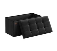 SONGMICS Puff Almacenaje, Baúl de Almacenaje Plegable, 38 x 76 x 38 cm, Taburete Reposapiés, Banco de Cubo, Soporta hasta 300 kg, para Sala de Estar, Dormitorio, Entrada, Negro Tinta LSF047B01