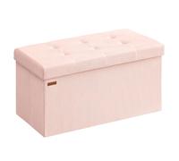 SONGMICS Puff Almacenaje, Baúl de Almacenaje Plegable, 76 x 38 x 38 cm | Taburete Reposapiés, Banco de Cama, Soporta hasta 300 kg, para Dormitorio, Entrada, Rosa y Negro, Colección MINOTA LSF603R01