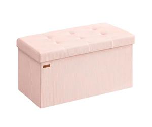 SONGMICS Puff Almacenaje, Baúl de Almacenaje Plegable, 76 x 38 x 38 cm | Taburete Reposapiés, Banco de Cama, Soporta hasta 300 kg, para Dormitorio, Entrada, Rosa y Negro, Colección MINOTA LSF603R01