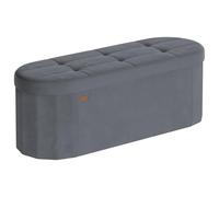 SONGMICS Puff Almacenaje, Baúl de Almacenaje, Reposapiés Plegable, Fácil Montaje, para Salón, Recibidor y Dormitorio, Terciopelo, Capacidad de 110 L, 38 x 110 x 38 cm, Gris Pizarra LSF297GN01