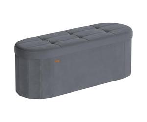 SONGMICS Puff Almacenaje, Baúl de Almacenaje, Reposapiés Plegable, Fácil Montaje, para Salón, Recibidor y Dormitorio, Terciopelo, Capacidad de 110 L, 38 x 110 x 38 cm, Gris Pizarra LSF297GN01