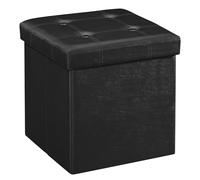 SONGMICS , Puff Almacenaje, Baúl de Almacenaje, Taburete Reposapiés, 38 cm | Taburete para Almacenaje, Carga máxima de 300 kg, Negro Tinta, Colección Minota LSF30B