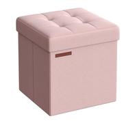 SONGMICS Puff Almacenaje, Baúl de Almacenaje, Taburete Reposapiés, 38 cm | Taburete Pequeño, Rosa Jalea, Colección MINOTA LSF027R01