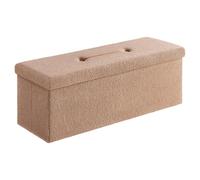 SONGMICS Puff Almacenaje, Baúl Plegable, 110 x 38 x 38 cm | Banco Almacenaje, Banco de Pie de Cama, Soporta hasta 300 kg, Marrón Camello y Negro Tinta, Colección MINOTA LSF097K01