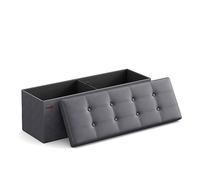 SONGMICS Puff Almacenaje, Baúl Plegable, 110 x 38 x 38 cm, Soporta 300 kg | Banco Almacenaje, Banco de Cubo, para Sala de Estar, Dormitorio, Entrada, Gris Pizarra, Colección MINOTA LSF070G01