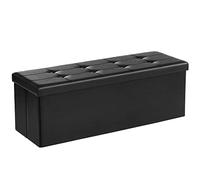 SONGMICS Puff Almacenaje, Baúl Plegable, 110 x 38 x 38 cm, Soporta 300 kg | Banco Almacenaje, Banco de Cubo, para Sala de Estar, Dormitorio, Entrada, Negro Tinta, Colección MINOTA LSF701
