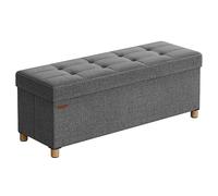 SONGMICS Puff Almacenaje, Baúl Plegable con Patas, 38 x 110 x 40 cm, Banco de Pie de Cama, Banco Almacenaje, Soporta hasta 300 kg, para Sala de Estar, Dormitorio, Entrada, Gris Pizarra LSF018G11