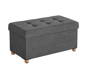 SONGMICS Puff Almacenaje, Baúl Plegable con Patas, 38 x 76 x 40 cm, Banco de Pie de Cama, Banco Almacenaje, Soporta hasta 300 kg, para Sala de Estar, Dormitorio, Entrada, Gris Pizarra LSF16GYZ
