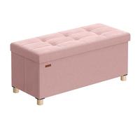 SONGMICS Puff Almacenaje Pequeño, Banco Plegable, 38 x 76 x 38,5 cm, Reposapiés, 77 L, Superficie de Terciopelo, para Dormitorio, Sala de Estar, Dormitorio, Rosa Jalea LSF0517R01