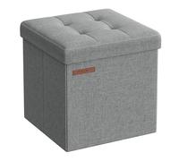 SONGMICS Puff Almacenaje Plegable, 30 x 30 x 30 cm, Soporta hasta 130 kg | Taburete Reposapiés, Banco con Almacenamiento, para Sala de Estar, Dormitorio, Gris y Negro, Colección MINOTA LSF028G02