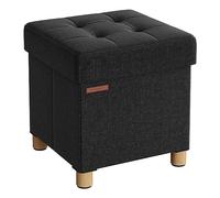 SONGMICS Puff Almacenaje Plegable, Taburete Reposapiés, 38 x 38 x 40 cm | Banco con Almacenamiento, Soporta hasta 300 kg, para Sala de Estar, Negro Tinta, Colección MELISA LSF014B11