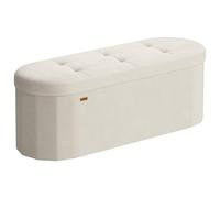 SONGMICS Puff Almacenaje, Reposapiés Plegable, 110 L, 110 x 38 x 38 cm | Baúl de Almacenaje, Terciopelo, Fácil Montaje, para Salón, Recibidor y Dormitorio, Beige, Colección MINOTA LSF297LH01
