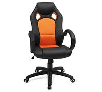 SONGMICS Racing Silla de Escritorio comcon Ruedas,tadora Oficina Ergonómica Regulable con Ruedas, OBG56BO, Naranja