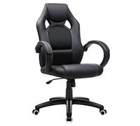 SONGMICS Racing Silla de Escritorio Ergonómica Regulable con Ruedas | De Oficina, Negro Tinta y Blanco Nube, Colección Cathy OBG56B