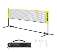 SONGMICS Red de Bádminton de 4 m, Red de Voleibol con Postes Ajustables en Altura, Red Portátil para Tenis Juvenil, Voleibol de Playa, para Jardín, Parque al Aire Libre, Amarillo SYQ400Y