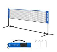 SONGMICS Red de Bádminton de 4 m, Red de Voleibol con Postes Ajustables en Altura, Red Portátil para Tenis Juvenil, Voleibol de Playa, para Jardín, Parque al Aire Libre, Azul SYQ400