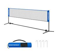 SONGMICS Red de Bádminton de 5 m, Red de Voleibol con Postes Ajustables en Altura, Red Portátil para Tenis Juvenil, Voleibol de Playa, para Jardín, Parque al Aire Libre, Azul SYQ500V2