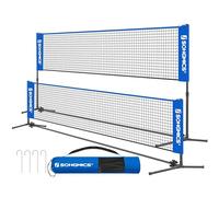 SONGMICS Red de bádminton, Red de Voleibol de Altura Ajustable, Red de Pickleball para Tenis Juvenil, cancha Interior y Exterior, Red de Nailon Plegable con Postes de 3 m/4 m/5 m de Ancho