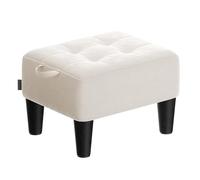 SONGMICS Reposapiés, Taburete Pequeño, Acolchado Grueso | Terciopelo, Carga hasta 150 kg, para Salón Dormitorio Entrada, Beige Capuchino y Negro Tinta, Colección MACEO LOM501W01