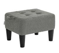 SONGMICS Reposapiés, Terciopelo, Taburete Pequeño, Acolchado Grueso, Carga hasta 150 kg, para Salón Dormitorio Entrada, Gris Pizarra y Negro Tinta LOM502G01