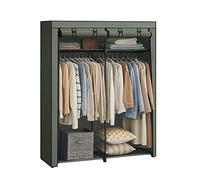 SONGMICS RYG002C02 - Armario, con 2 Barras, Perchero, Funda de Tejido, Plegable, para vestidor y Dormitorio, 43 x 140 x 174 cm, Verde Oliva