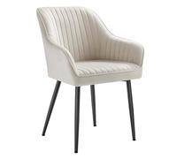 SONGMICS Sedia da Pranzo, Poltrona in Velluto, Imbottita con Braccioli, Regge 120 kg, Gambe in Metallo, Cucina, Beige Capuchino y Negro Tinta LDC087W01