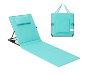 SONGMICS Set of 2 Tumbona de Playa, Cojín, Respaldo Basculante, 158 x 55cm | Portátil con Correa, para Camping Jardín Piscina, Lake Blue, GCB151C01