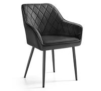 SONGMICS Silla de Comedor, Silla de Cocina, Sillón de Terciopelo, Silla Tapizada con Reposabrazos, Carga Máx. de 120 kg, Patas de Metal, para Comedor, Cocina, Negro Tinta LDC088B01