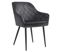 SONGMICS Silla de comedor, Sillón, Silla tapizada con reposabrazos, Asiento de 49 cm de Ancho, Patas metálicas, Forro de terciopelo, Carga de 110 kg, para dormitorio, salón, Gris LDC088G01