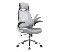 SONGMICS Silla de Escritorio de Malla, con Reposacabezas, Altura Ajustable | Silla giratoria de Oficina, Mecanismo sincronizado, Estilo ejecutivo, Gris Paloma y Negro Tinta, Colección KIME OBN086G01