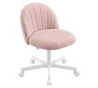 SONGMICS Silla de Escritorio Giratoria sin Reposabrazos, Tela de Peluche | Ergonómica con Altura Ajustable, 60 x 60 x 70,5-83,5 cm, Rosa Jalea, para Espacios Pequeños, Colección LAELA OBG027SA01