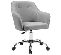 SONGMICS Silla de Estudio, Silla Giratoria, Altura Ajustable, Carga de 110 kg, Marco de Acero, Tela de Algodón-Lino Transpirable, para Estudio, Dormitorio, Gris Claro OBG019G02