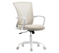 SONGMICS Silla de Malla, Silla de Oficina Giratoria, Altura Ajustable, Función de Inclinación, Respaldo y Asiento Transpirable, para Estudio, Oficina, Carga de 120 kg, Beige Capuchino OBN022K01