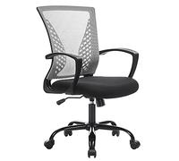 SONGMICS Silla de Malla, Silla de Oficina giratoria, Altura Ajustable, Función de inclinación, Respaldo y Asiento de Malla Transpirable, para Estudio, Oficina, Carga de 120 kg, Gris OBN022G01