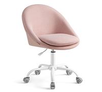 SONGMICS Silla de Oficina en Casa, Silla Giratoria de Algodón y Lino, Silla de Escritorio, Acolchada con Espuma, Altura Ajustable, para Estudio, Dormitorio, Rosa Jalea OBG020P01