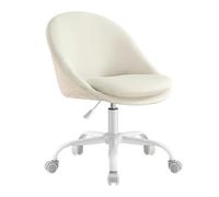 SONGMICS Silla de Oficina en Casa, Altura Ajustable, Acolchada con Espuma | Silla Giratoria de Terciopelo, para Estudio, Dormitorio, Blanco Cálido Claro, Colección LENNA OBG020R02