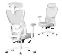 SONGMICS Silla de Oficina Ergonómica, Altura Ajustable, Carga de 150 kg | Silla de Escritorio, con Reposacabezas y Soporte Lumbar Ajustables, Gris Paloma, Colección KIME OBN066GD01
