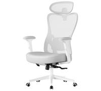 SONGMICS Silla de Oficina Ergonómica, Silla de Escritorio, con Reposacabezas y Soporte Lumbar Ajustables, Carga de 150 kg, Altura Ajustable, Gris Paloma OBN066GD01