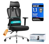 SONGMICS Silla de Oficina Ergonómica, Soporte Lumbar, Carga 150 kg | Silla de Escritorio de Malla, Reposacabezas Ajustables, Negro Tinta, Colección KIME OBN067BH01