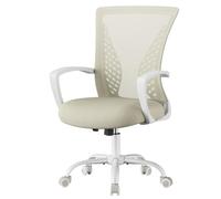 SONGMICS Silla de Oficina giratoria de Malla, Carga de 120 kg | Respaldo y asiento transpirable, Altura ajustable, Función de inclinación, para estudio, Beige, Colección KIME OBN022K01