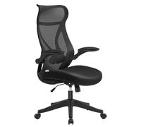 SONGMICS Silla de Oficina, Silla de Escritorio, Respaldo Ergonómico, Altura Ajustable, Reposabrazos Plegables, Silla Giratoria con Reposacabezas, Carga de 150 kg, Negro Tinta OBN088B01