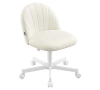 SONGMICS Silla de Oficina, Silla de Tocador de Tela Peluche, Sillón con Relleno de Espuma, Altura Regulable, para Oficina, Dormitorio, Vestidor, Blanco Crema OBG027WD01