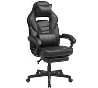 Silla de Oficina Ergonómica con Reposapiés Negro Tinta